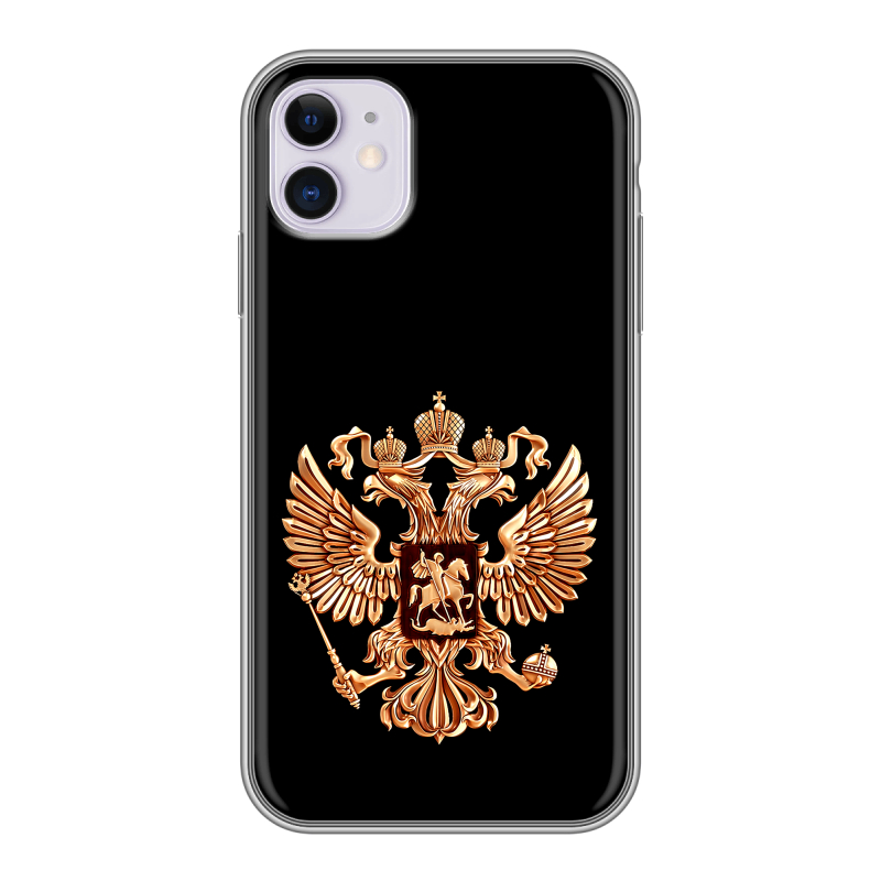 Силиконовый чехол на Iphone 11 с принтом Герб России золотой Силиконовый чехол на Iphone 11 с принтом Герб России золотой
