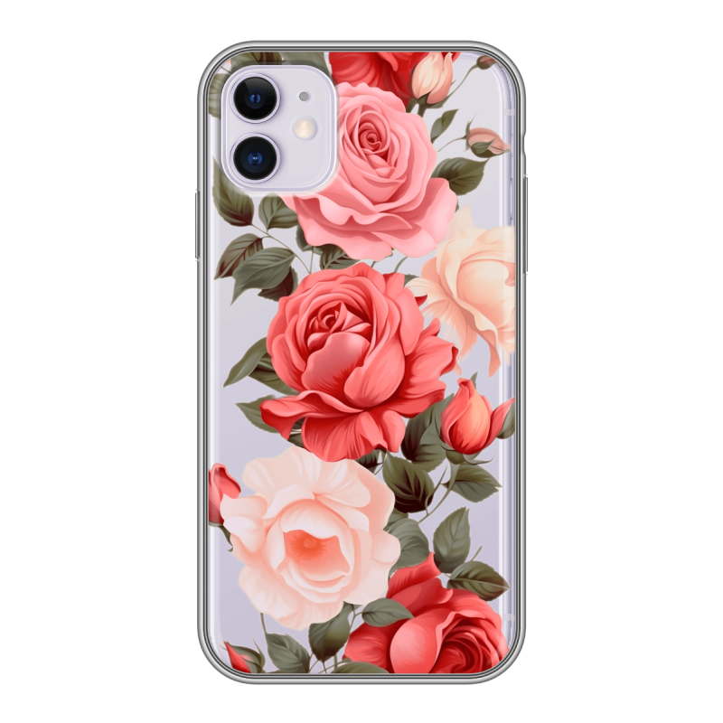 Силиконовый чехол на Iphone 11 с принтом Розы Силиконовый чехол на Iphone 11 с принтом Розы