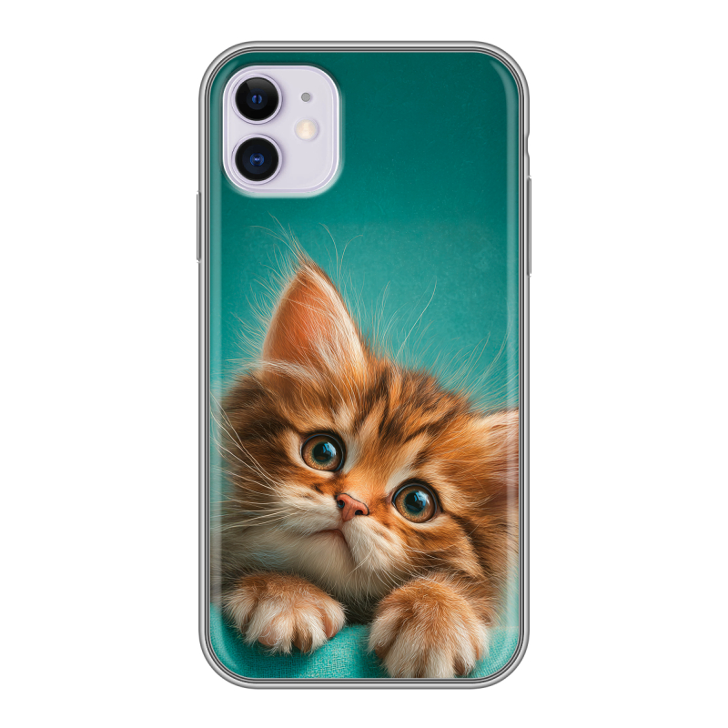Силиконовый противоударный чехол на Iphone 11 с принтом котенок Силиконовый противоударный чехол на Iphone 11 с принтом котенок