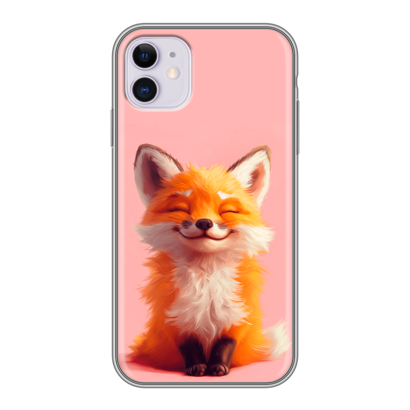 Силиконовый противоударный чехол на Iphone 11 с принтом милая лиса Силиконовый противоударный чехол на Iphone 11 с принтом милая лиса