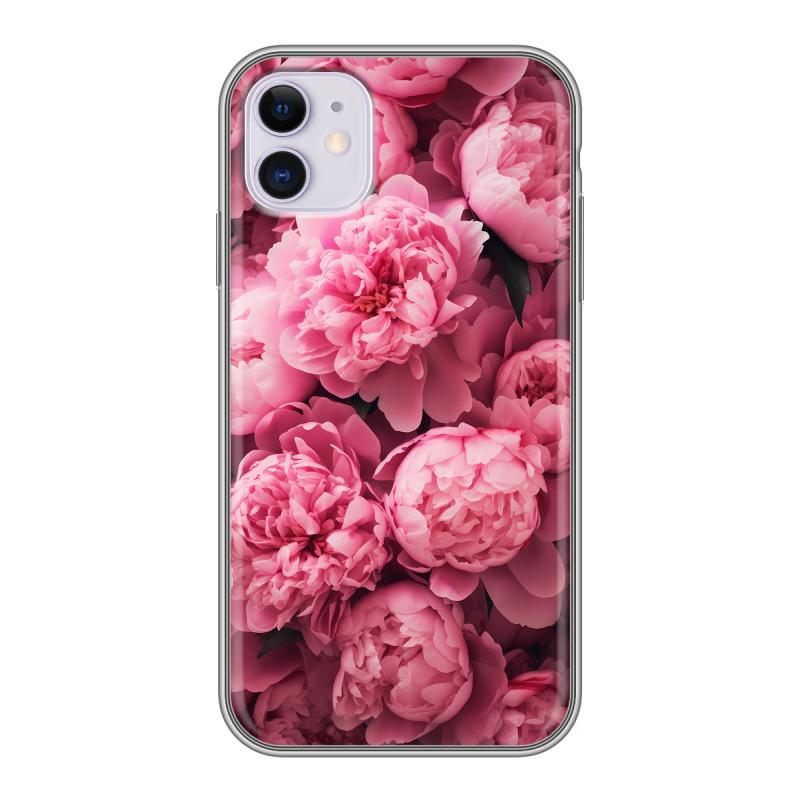 Силиконовый чехол на Iphone 11 с принтом цветы пионы Силиконовый чехол на Iphone 11 с принтом цветы пионы