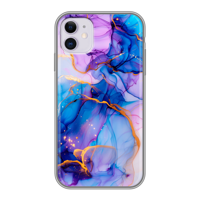 Силиконовый противоударный чехол на Iphone 11 с принтом синий мрамор Силиконовый противоударный чехол на Iphone 11 с принтом синий мрамор