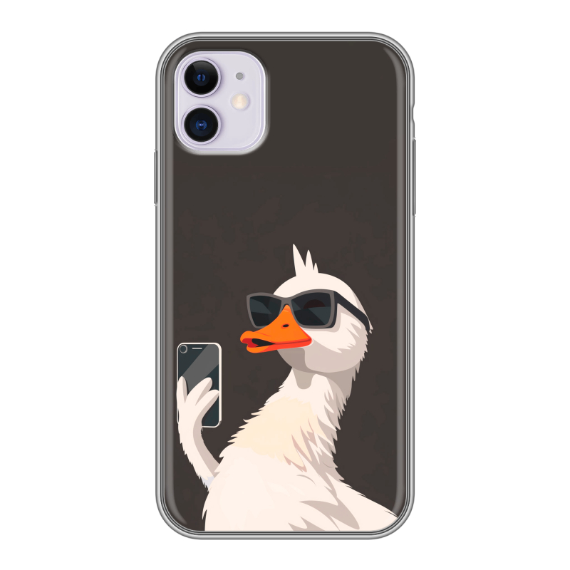Силиконовый чехол на Iphone 11 с принтом утка в очках Силиконовый чехол на Iphone 11 с принтом утка в очках