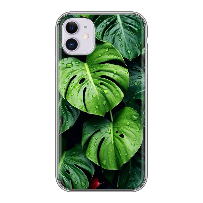Силиконовый чехол на Iphone 11 с принтом Листья Силиконовый чехол на Iphone 11 с принтом Листья