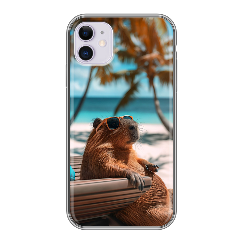 Силиконовый чехол на Iphone 11 с принтом Капибара Силиконовый чехол на Iphone 11 с принтом Капибара