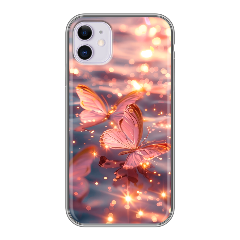 Силиконовый чехол на Iphone 11 с принтом бабочки розовые Силиконовый чехол на Iphone 11 с принтом бабочки розовые