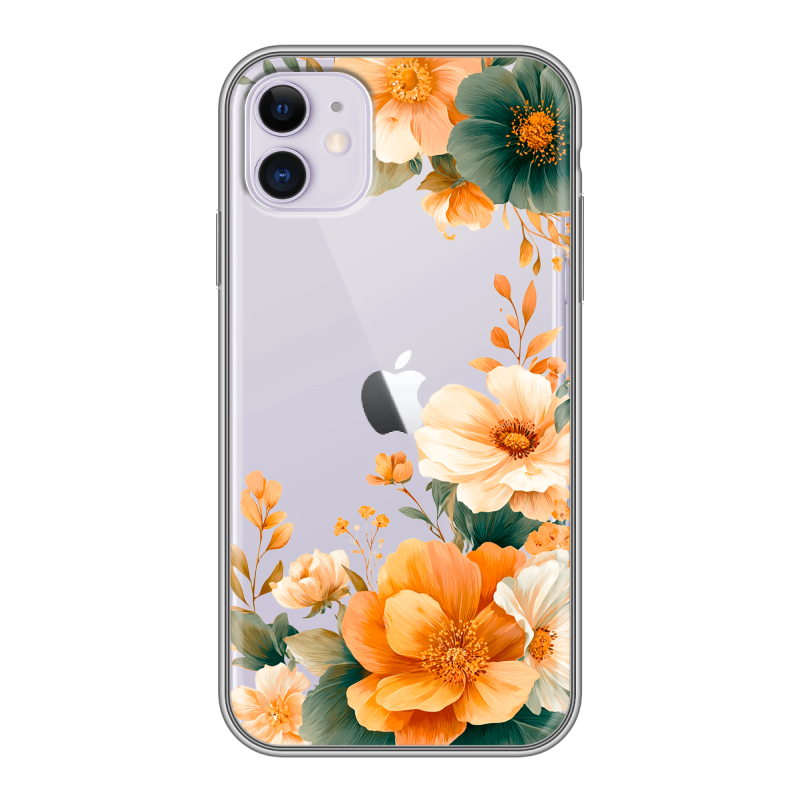 Силиконовый противоударный чехол на Iphone 11 с принтом Цветы принт Силиконовый противоударный чехол на Iphone 11 с принтом Цветы принт