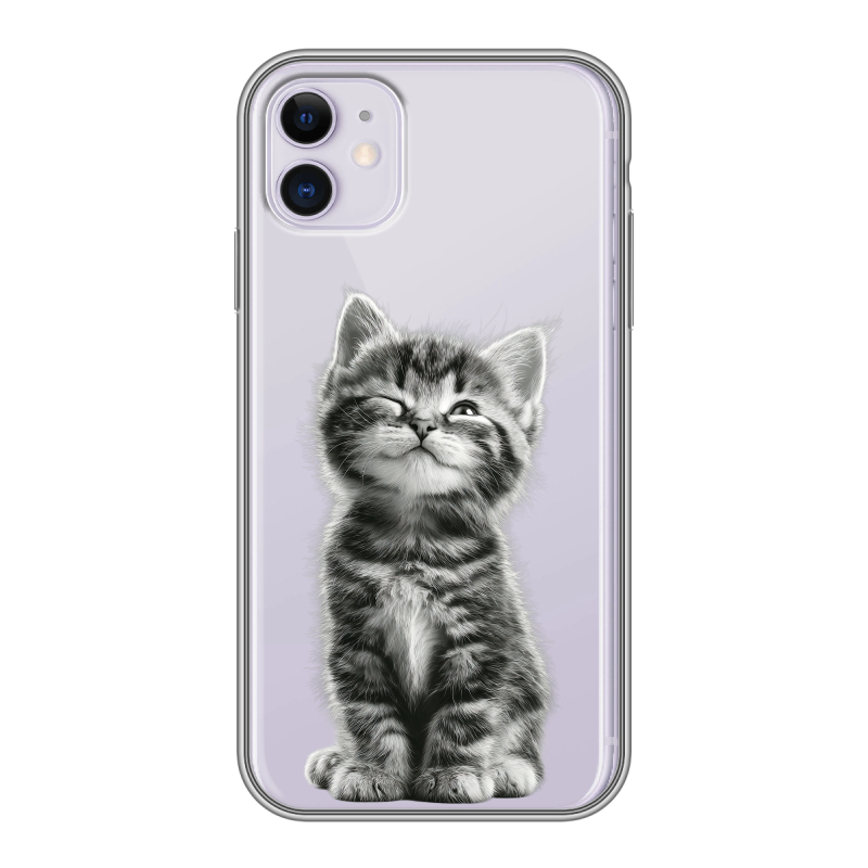 Силиконовый противоударный чехол на Iphone 11 с принтом Котенок Силиконовый противоударный чехол на Iphone 11 с принтом Котенок