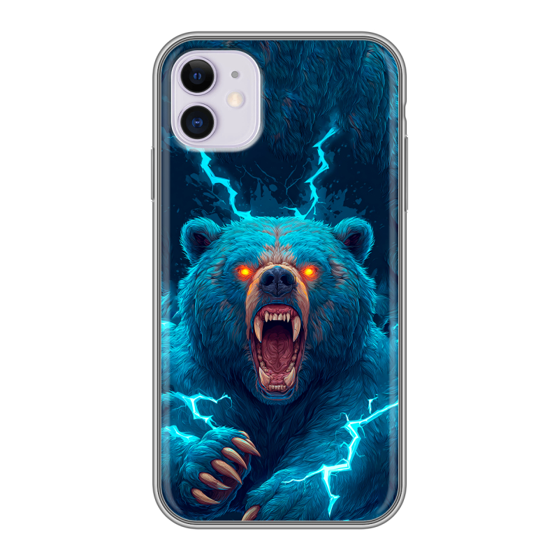 Силиконовый противоударный чехол на Iphone 11 с принтом Медведь Силиконовый противоударный чехол на Iphone 11 с принтом Медведь