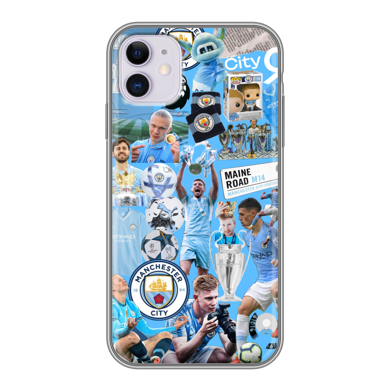 Силиконовый противоударный чехол на Iphone 11 с принтом Man City Манчестер Сити Силиконовый противоударный чехол на Iphone 11 с принтом Man City Манчестер Сити