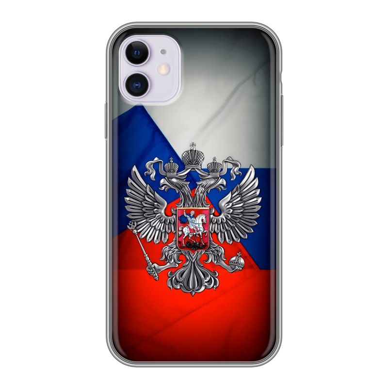 Силиконовый противоударный чехол на Iphone 11 с принтом Флаг России Силиконовый противоударный чехол на Iphone 11 с принтом Флаг России