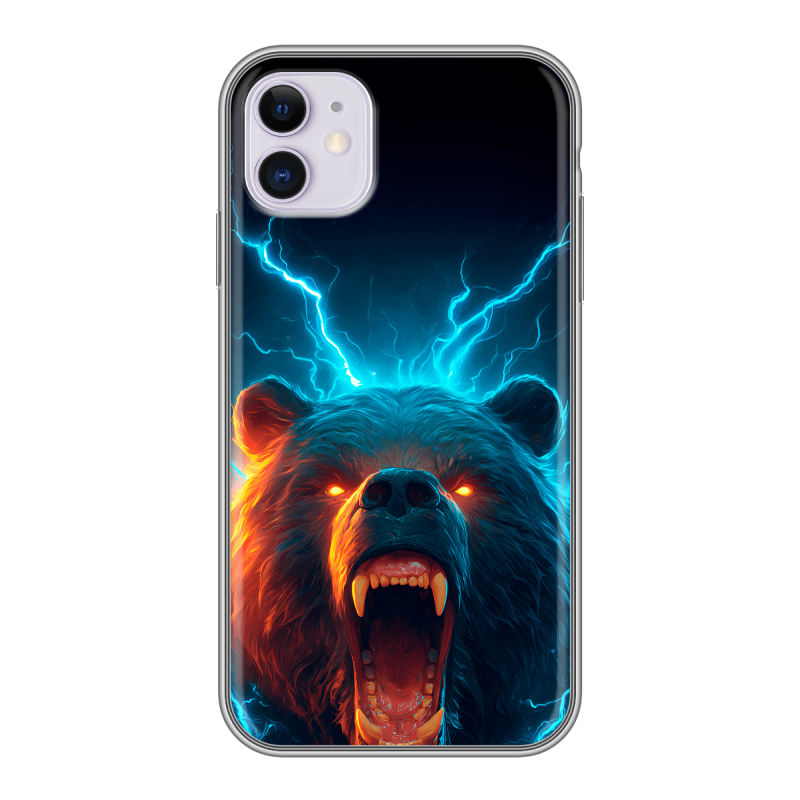Силиконовый противоударный чехол на Iphone 11 с принтом Медведь Силиконовый противоударный чехол на Iphone 11 с принтом Медведь