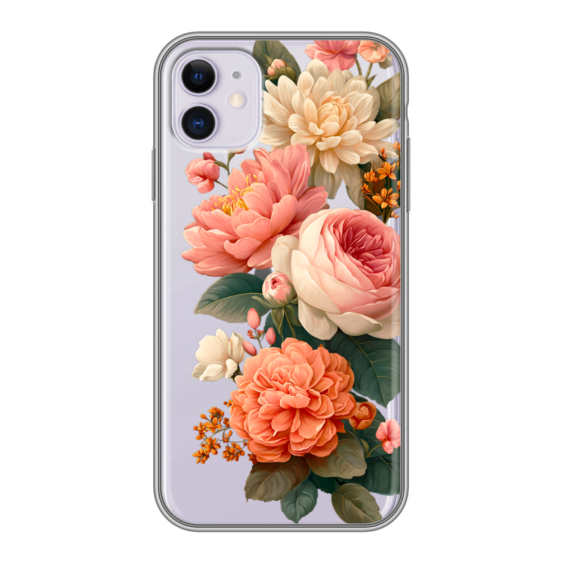 Силиконовый противоударный чехол на Iphone 11 с принтом цветы Силиконовый противоударный чехол на Iphone 11 с принтом цветы