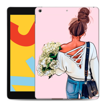 Силиконовый чехол на планшета Ipad 10.2 (2019) с принтом Девушка и букет Силиконовый чехол на планшета Ipad 10.2 (2019) с принтом Девушка и букет