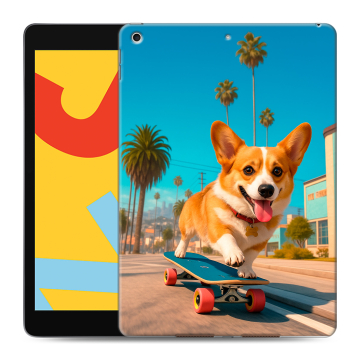 Силиконовый чехол на Ipad 10.2 (2019) с принтом Корги на скейте Силиконовый чехол на Ipad 10.2 (2019) с принтом Корги на скейте