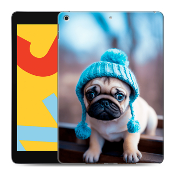 Силиконовый чехол на Ipad 10.2 (2019) с принтом Мопс в шапке Силиконовый чехол на Ipad 10.2 (2019) с принтом Мопс в шапке
