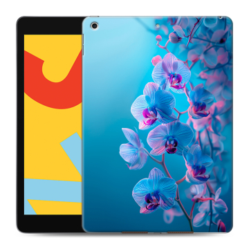 Силиконовый чехол на Ipad 10.2 (2019) с принтом голубые орхидеи Силиконовый чехол на Ipad 10.2 (2019) с принтом голубые орхидеи