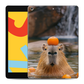Силиконовый чехол на Ipad 10.2 (2019) с принтом Капибара с апельсином