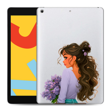 Силиконовый чехол на Ipad 10.2 (2019) с принтом девушка цветы Силиконовый чехол на Ipad 10.2 (2019) с принтом девушка цветы