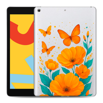 Силиконовый чехол на Ipad 10.2 (2019) с принтом цветы бабочки Силиконовый чехол на Ipad 10.2 (2019) с принтом цветы бабочки