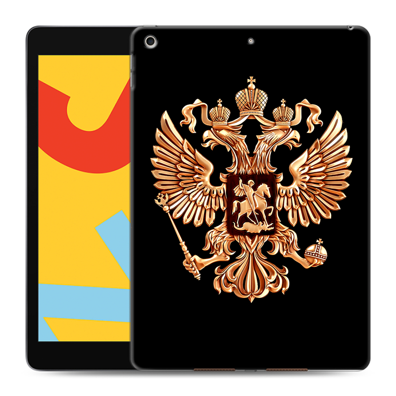 Силиконовый чехол на планшета Ipad 10.2 (2019) с принтом Герб России золотой Силиконовый чехол на планшета Ipad 10.2 (2019) с принтом Герб России золотой