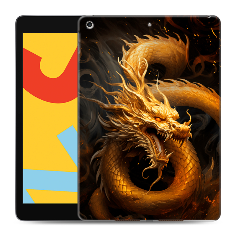 Силиконовый чехол на Ipad 10.2 (2019) с принтом Золотой дракон Силиконовый чехол на Ipad 10.2 (2019) с принтом Золотой дракон