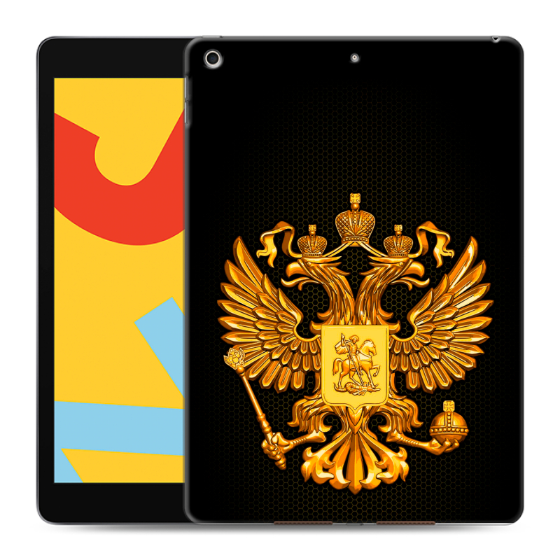 Силиконовый чехол на Ipad 10.2 (2019) с принтом Герб России желтый Силиконовый чехол на Ipad 10.2 (2019) с принтом Герб России желтый