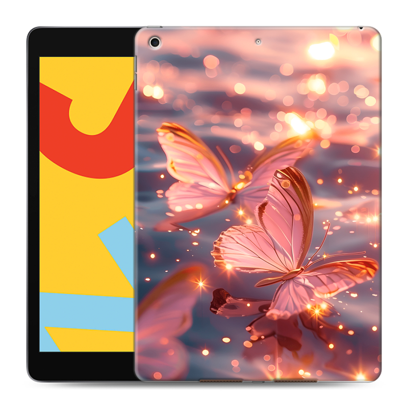 Силиконовый чехол на Ipad 10.2 (2019) с принтом бабочки розовые Силиконовый чехол на Ipad 10.2 (2019) с принтом бабочки розовые