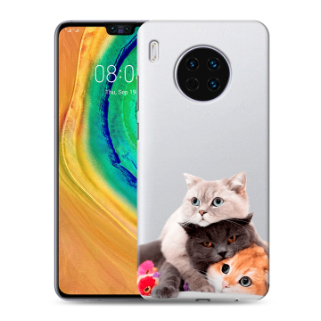 Силиконовый чехол на Huawei Mate 30 с принтом Кошки Силиконовый чехол на Huawei Mate 30 с принтом Кошки