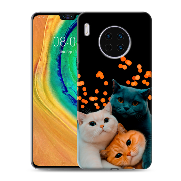 Силиконовый чехол на Huawei Mate 30 с принтом Кошки Силиконовый чехол на Huawei Mate 30 с принтом Кошки