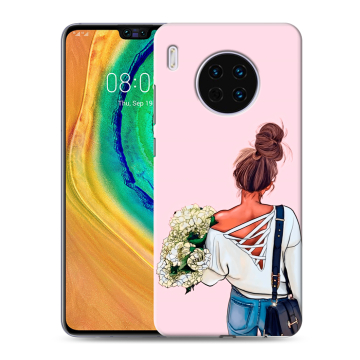 Силиконовый чехол на Huawei Mate 30 с принтом Девушка и букет Силиконовый чехол на Huawei Mate 30 с принтом Девушка и букет