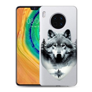 Силиконовый чехол на Huawei Mate 30 с принтом Волк в лесу