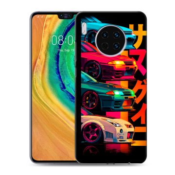 Силиконовый чехол на Huawei Mate 30 с принтом Гоночные машины
