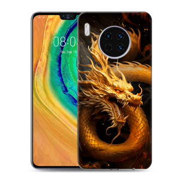 Силиконовый чехол на Huawei Mate 30 с принтом Золотой дракон