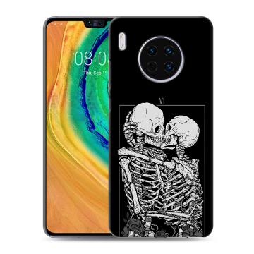 Силиконовый чехол на Huawei Mate 30 с принтом Поцелуй скелетов