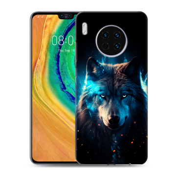 Силиконовый чехол на Huawei Mate 30 с принтом Волк ночной