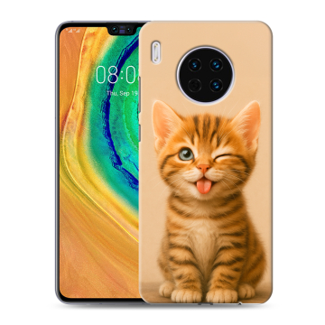 Силиконовый чехол на Huawei Mate 30 с принтом котенок