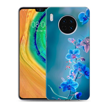 Силиконовый чехол на Huawei Mate 30 с принтом Голубые цветы