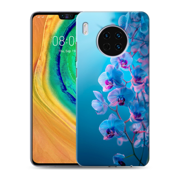Силиконовый чехол на Huawei Mate 30 с принтом голубые орхидеи