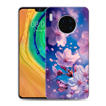 Силиконовый чехол на Huawei Mate 30 с принтом цветы бабочки