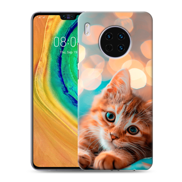 Силиконовый чехол на Huawei Mate 30 с принтом котик