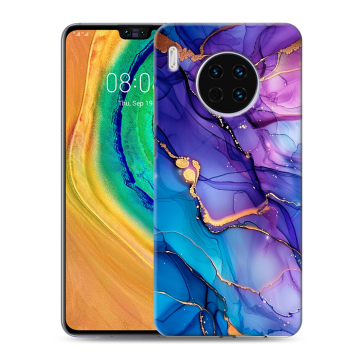 Силиконовый чехол на Huawei Mate 30 с принтом синий мрамор