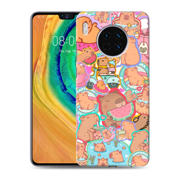Силиконовый чехол на Huawei Mate 30 с принтом капибары