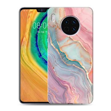 Силиконовый чехол на Huawei Mate 30 с принтом розовый мрамор