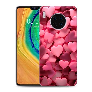 Силиконовый чехол на Huawei Mate 30 с принтом розовые сердечки