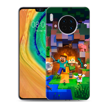 Силиконовый чехол на Huawei Mate 30 с принтом Майнкрафт Minecraft