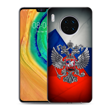 Силиконовый чехол на Huawei Mate 30 с принтом Флаг России Силиконовый чехол на Huawei Mate 30 с принтом Флаг России