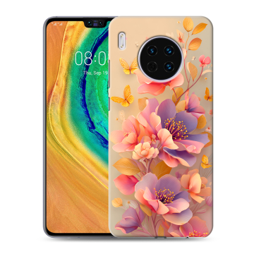 Силиконовый чехол на Huawei Mate 30 с принтом Цветы и бабочки