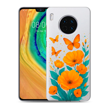 Силиконовый чехол на Huawei Mate 30 с принтом цветы бабочки