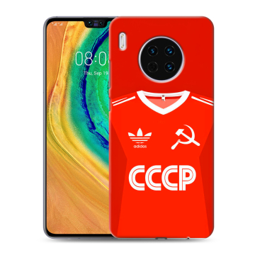 Силиконовый чехол на Huawei Mate 30 с принтом Флаг Герб СССР